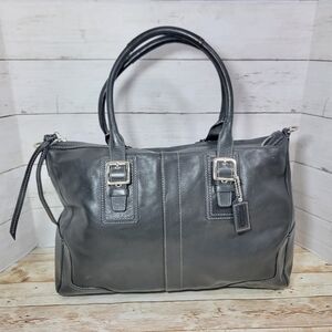 Coach Hampton Leather  Satchel 13811 Black